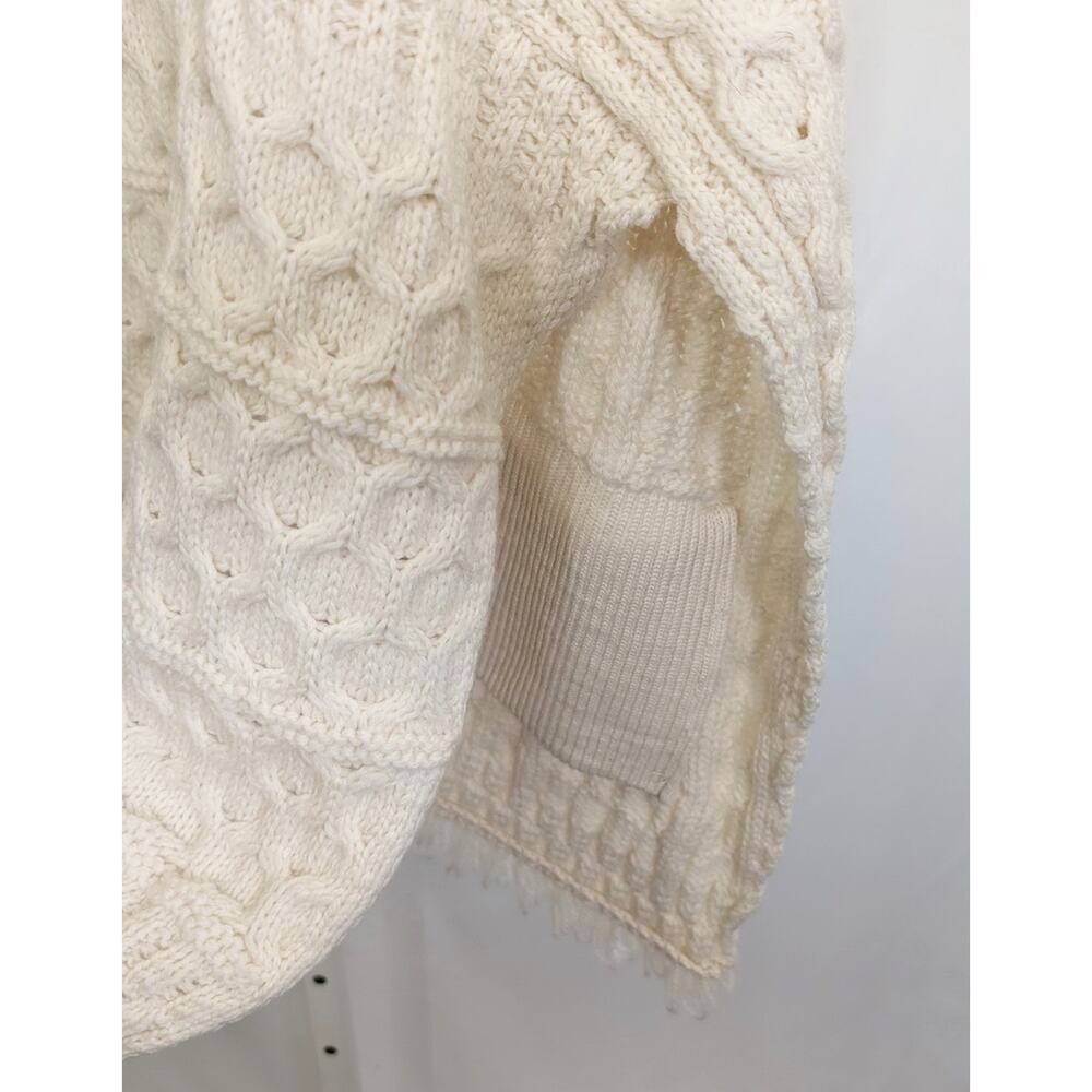 Aran Sweater Market Wrap Cream Merino Wool Pockets Shawl Wrap Women's New - Picture 4 of 10